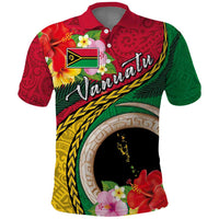 Vanuatu Tribal Boar Tusk Polo Shirt Tropical Plants with Namele and Melanesian Pattern