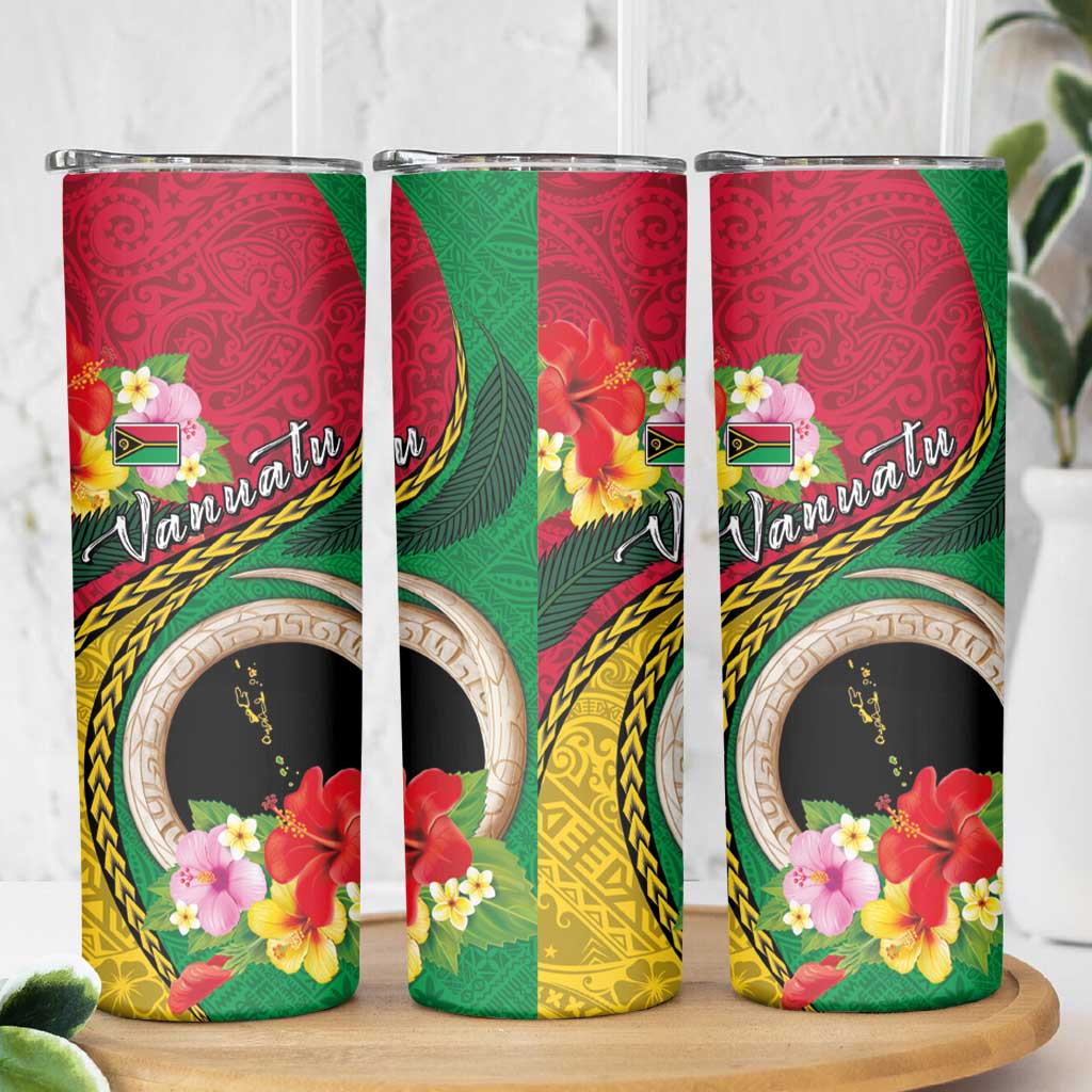 Vanuatu Tribal Boar Tusk Skinny Tumbler Tropical Plants with Namele and Melanesian Pattern LT03 - Polynesian Pride