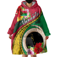Vanuatu Tribal Boar Tusk Wearable Blanket Hoodie Tropical Plants with Namele and Melanesian Pattern LT03 - Polynesian Pride
