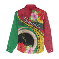 Vanuatu Tribal Boar Tusk Women Casual Shirt Tropical Plants with Namele and Melanesian Pattern LT03 - Polynesian Pride