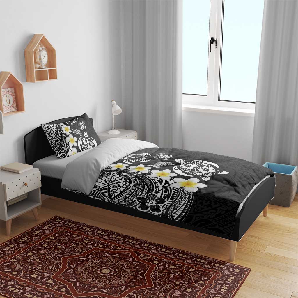 Hawaiian Plumeria Turtles Bedding Set Polynesian Art Tattoo