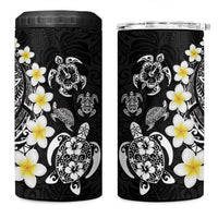 Hawaiian Plumeria Turtles 4 in 1 Can Cooler Tumbler Polynesian Art Tattoo