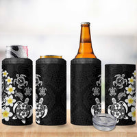 Hawaiian Plumeria Turtles 4 in 1 Can Cooler Tumbler Polynesian Art Tattoo