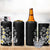 Hawaiian Plumeria Turtles 4 in 1 Can Cooler Tumbler Polynesian Art Tattoo