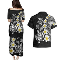 Hawaiian Plumeria Turtles Couples Matching Puletasi and Hawaiian Shirt Polynesian Art Tattoo LT03 - Polynesian Pride