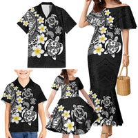 Hawaiian Plumeria Turtles Family Matching Mermaid Dress and Hawaiian Shirt Polynesian Art Tattoo