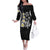 Hawaiian Plumeria Turtles Family Matching Off The Shoulder Long Sleeve Dress and Hawaiian Shirt Polynesian Art Tattoo