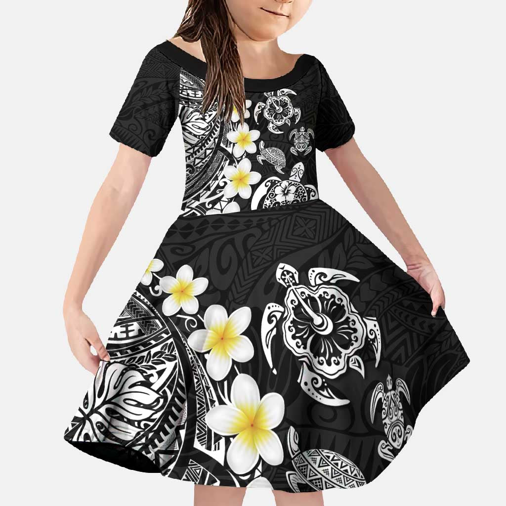 Hawaiian Plumeria Turtles Family Matching Off Shoulder Maxi Dress and Hawaiian Shirt Polynesian Art Tattoo