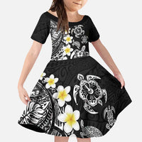Hawaiian Plumeria Turtles Family Matching Off Shoulder Maxi Dress and Hawaiian Shirt Polynesian Art Tattoo