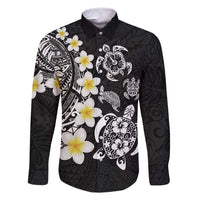 Hawaiian Plumeria Turtles Family Matching Off Shoulder Maxi Dress and Hawaiian Shirt Polynesian Art Tattoo