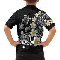 Hawaiian Plumeria Turtles Family Matching Off Shoulder Short Dress and Hawaiian Shirt Polynesian Art Tattoo