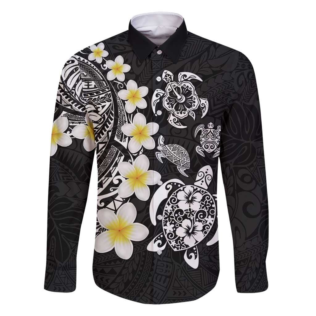 Hawaiian Plumeria Turtles Family Matching Summer Maxi Dress and Hawaiian Shirt Polynesian Art Tattoo