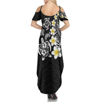 Hawaiian Plumeria Turtles Family Matching Summer Maxi Dress and Hawaiian Shirt Polynesian Art Tattoo