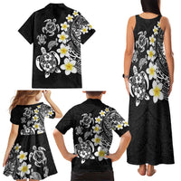 Hawaiian Plumeria Turtles Family Matching Tank Maxi Dress and Hawaiian Shirt Polynesian Art Tattoo