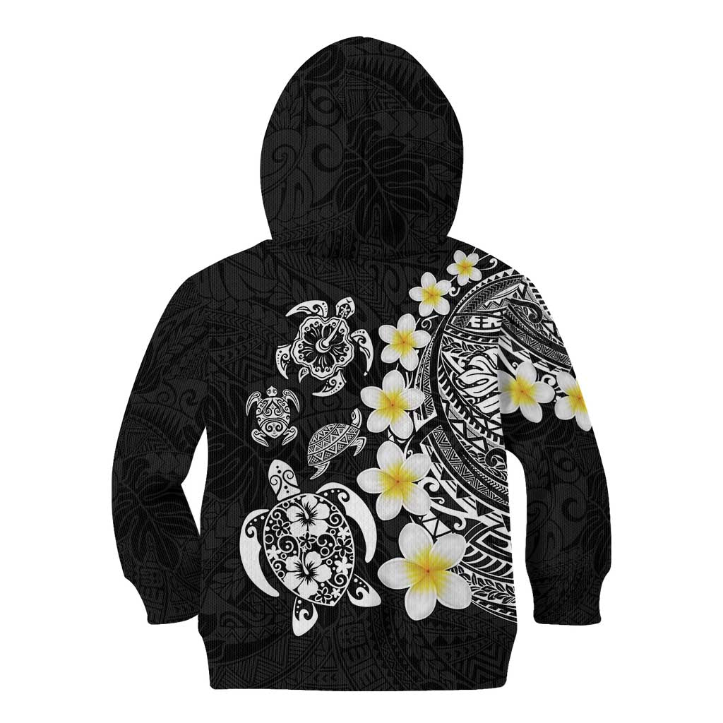 Hawaiian Plumeria Turtles Kid Hoodie Polynesian Art Tattoo