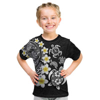 Hawaiian Plumeria Turtles Kid T Shirt Polynesian Art Tattoo LT03 Black - Polynesian Pride