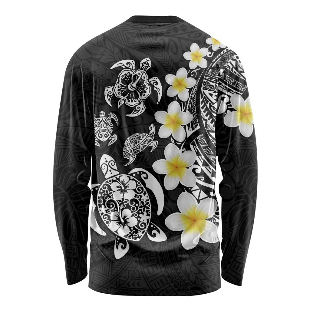 Hawaiian Plumeria Turtles Long Sleeve Shirt Polynesian Art Tattoo LT03 - Polynesian Pride
