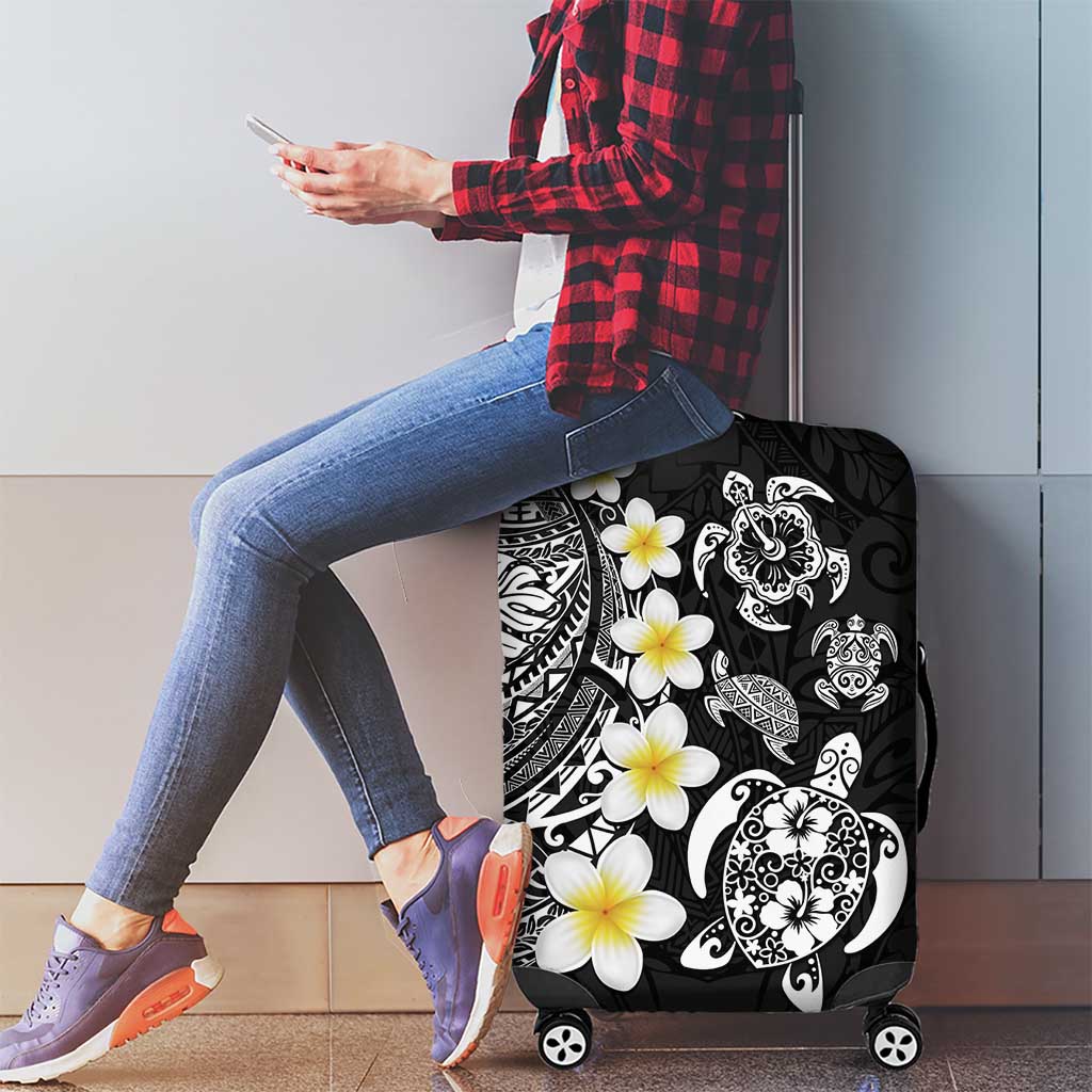 Hawaiian Plumeria Turtles Luggage Cover Polynesian Art Tattoo
