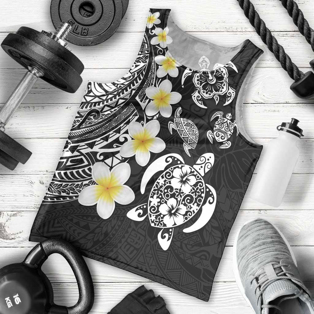 Hawaiian Plumeria Turtles Men Tank Top Polynesian Art Tattoo
