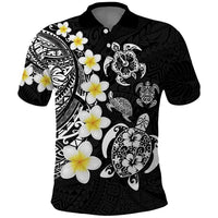 Hawaiian Plumeria Turtles Polo Shirt Polynesian Art Tattoo