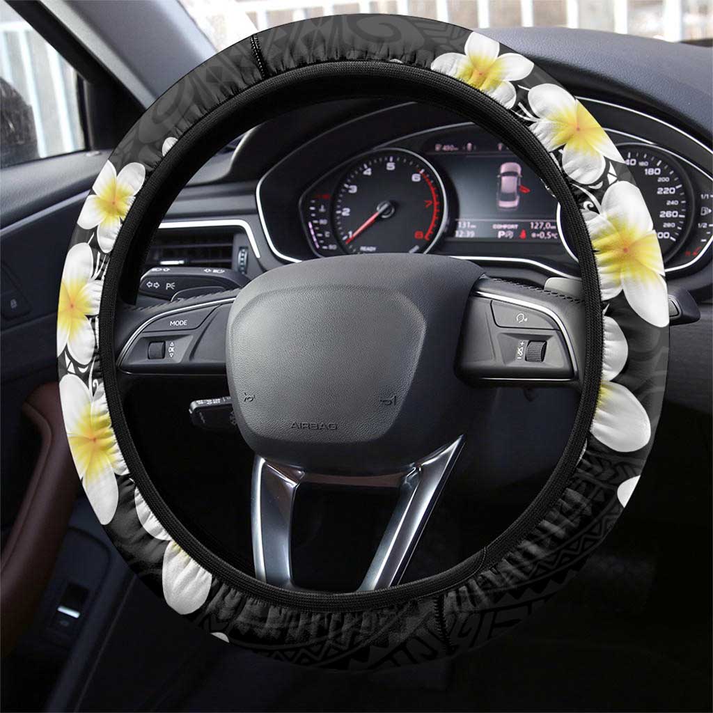 Hawaiian Plumeria Turtles Steering Wheel Cover Polynesian Art Tattoo