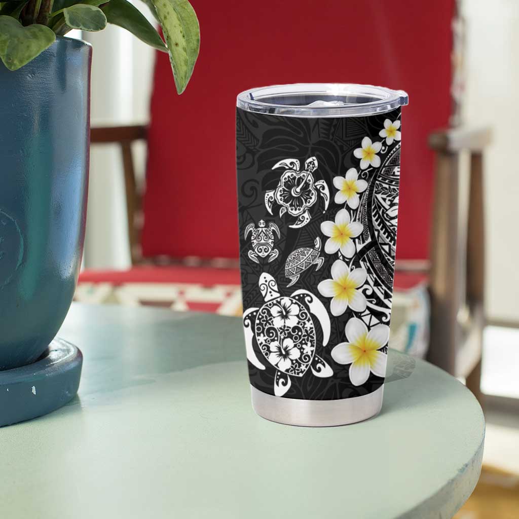 Hawaiian Plumeria Turtles Tumbler Cup Polynesian Art Tattoo
