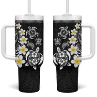 Hawaiian Plumeria Turtles Tumbler With Handle Polynesian Art Tattoo