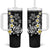 Hawaiian Plumeria Turtles Tumbler With Handle Polynesian Art Tattoo