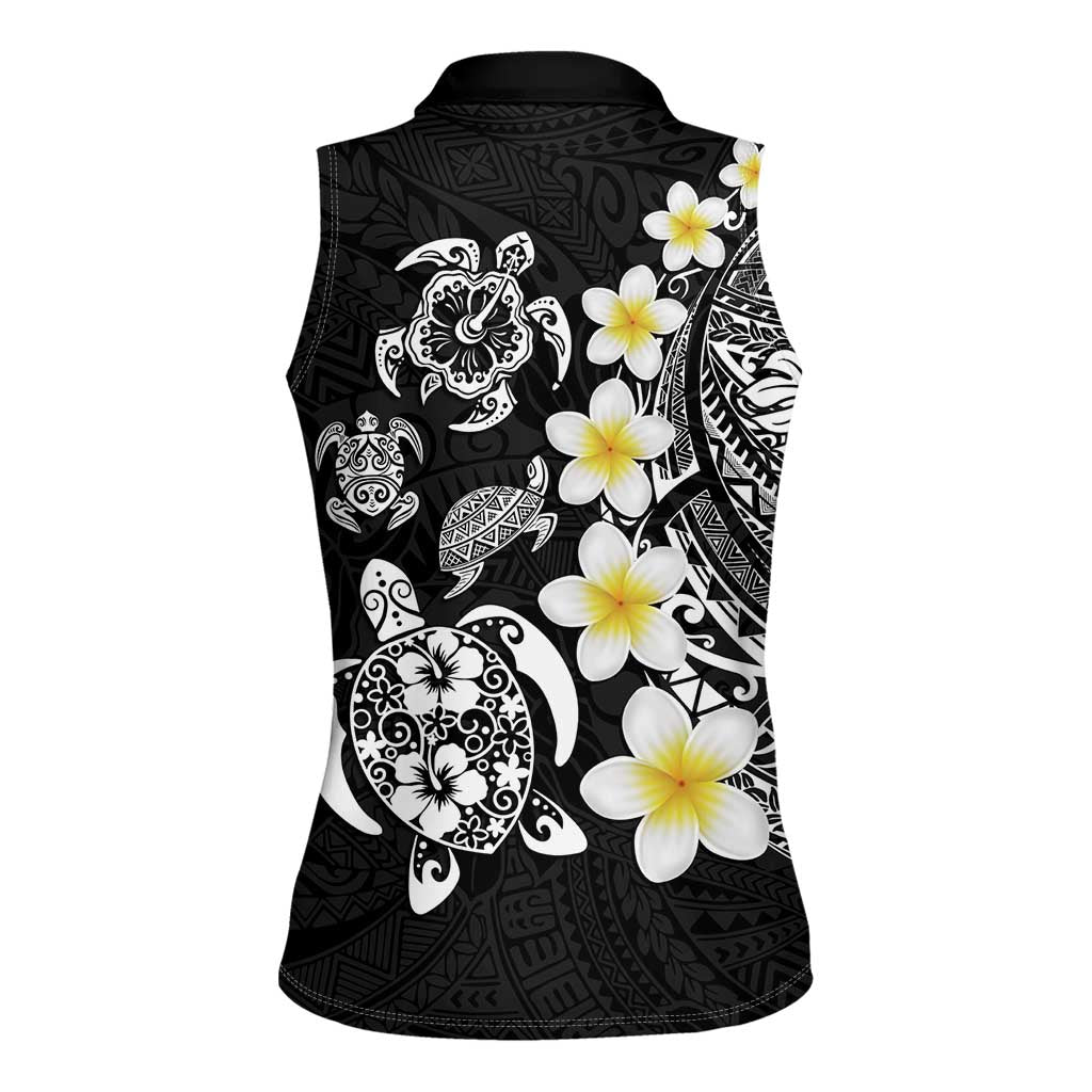 Hawaiian Plumeria Turtles Women Sleeveless Polo Shirt Polynesian Art Tattoo LT03 - Polynesian Pride