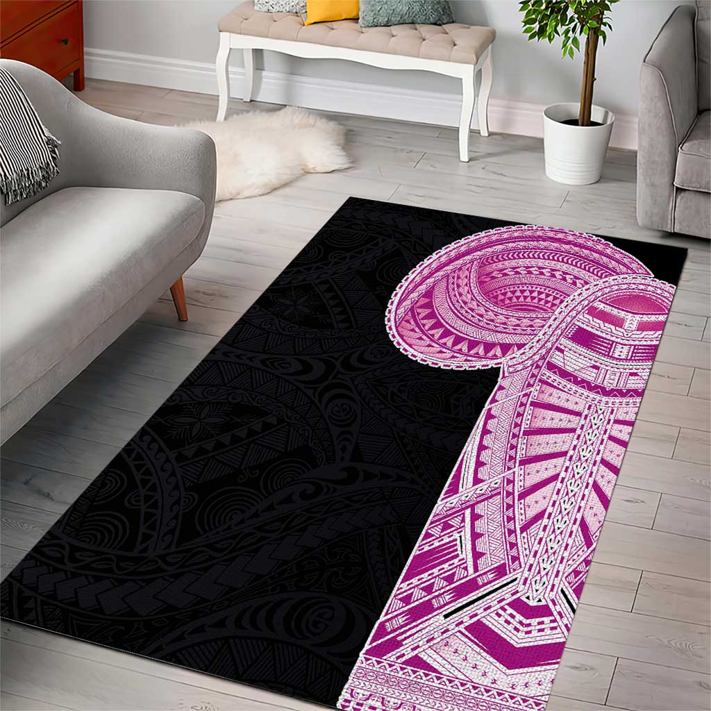 Samoan Art Tattoo Polynesian Pattern Area Rug Pink Out Color LT03 - Polynesian Pride