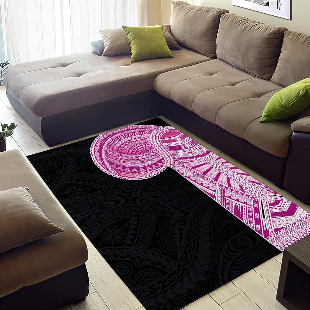 Samoan Art Tattoo Polynesian Pattern Area Rug Pink Out Color LT03 - Polynesian Pride
