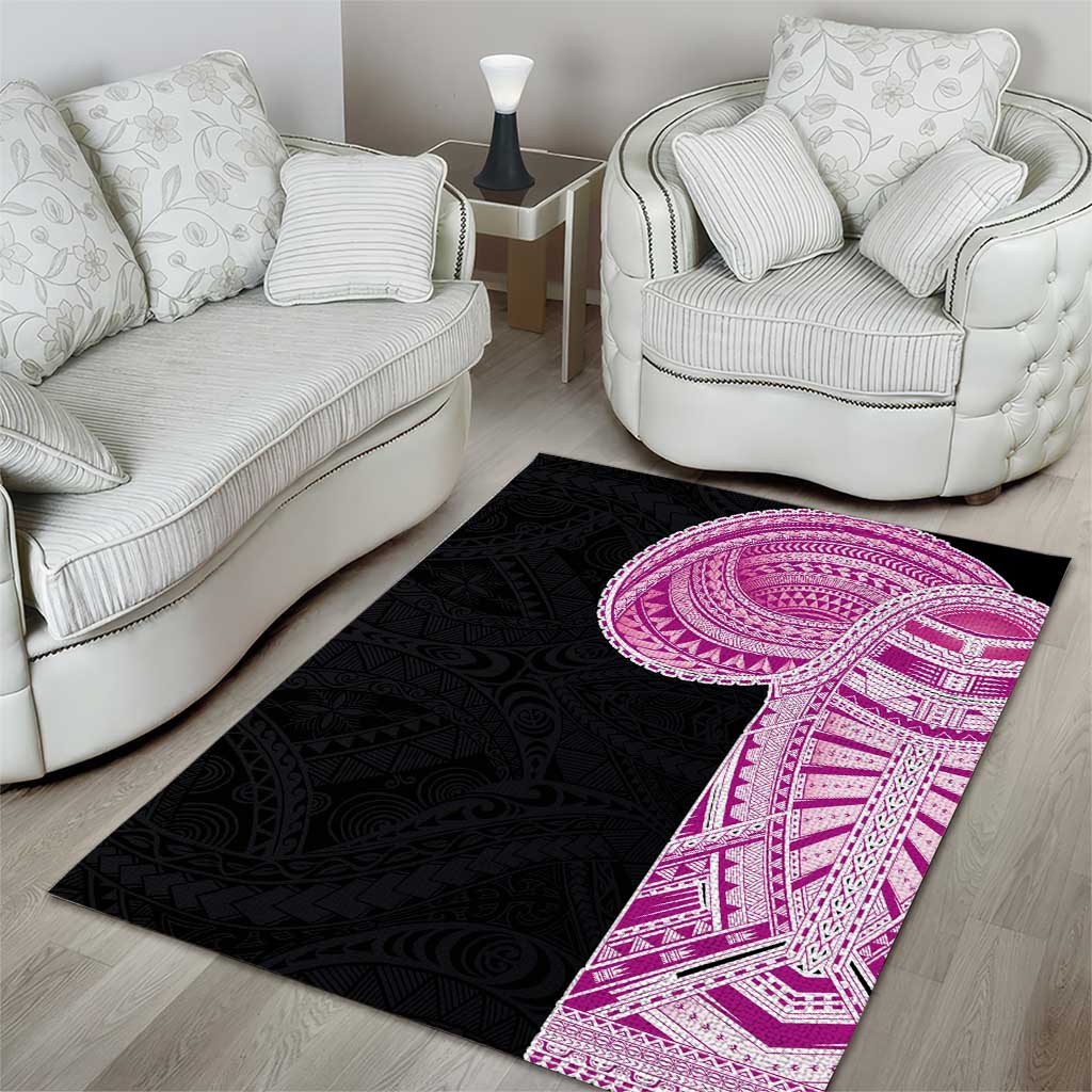Samoan Art Tattoo Polynesian Pattern Area Rug Pink Out Color LT03 - Polynesian Pride