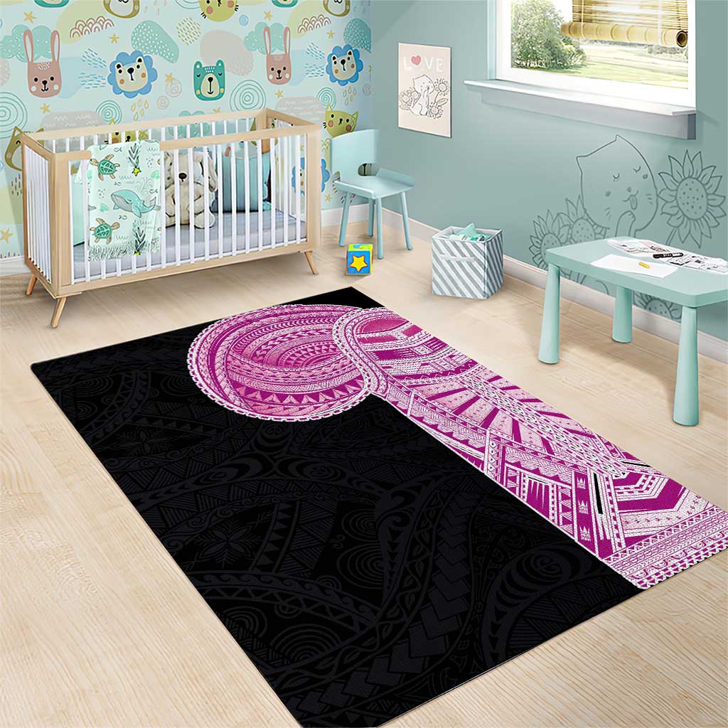 Samoan Art Tattoo Polynesian Pattern Area Rug Pink Out Color LT03 - Polynesian Pride