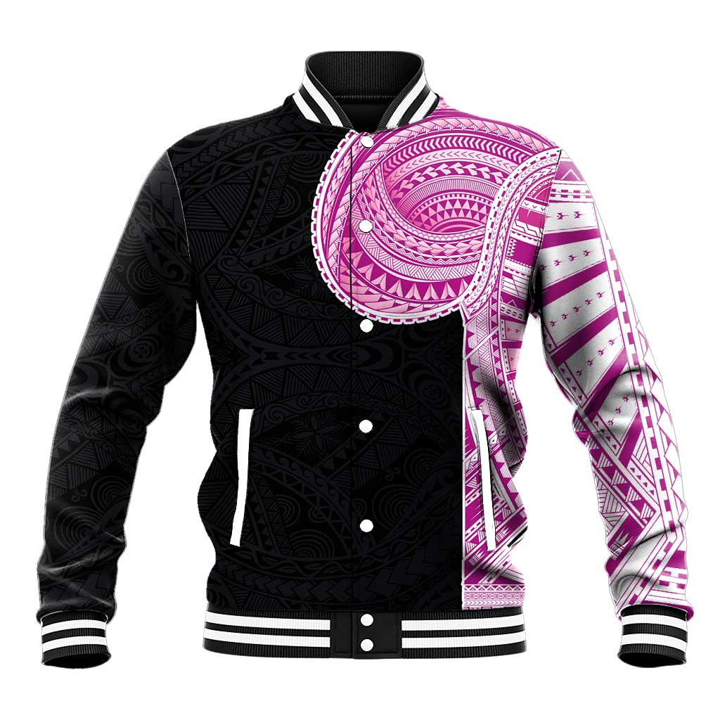 Samoan Art Tattoo Polynesian Pattern Baseball Jacket Pink Out Color