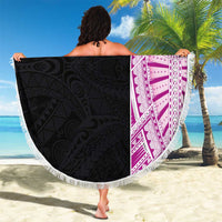 Samoan Art Tattoo Polynesian Pattern Beach Blanket Pink Out Color