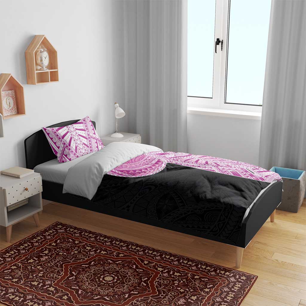 Samoan Art Tattoo Polynesian Pattern Bedding Set Pink Out Color