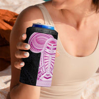 Samoan Art Tattoo Polynesian Pattern 4 in 1 Can Cooler Tumbler Pink Out Color LT03 - Polynesian Pride