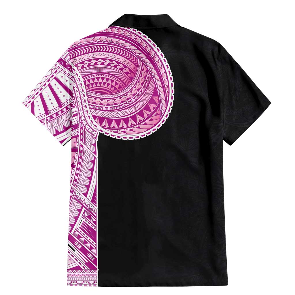 Samoan Art Tattoo Polynesian Pattern Family Matching Mermaid Dress and Hawaiian Shirt Pink Out Color