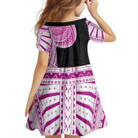 Samoan Art Tattoo Polynesian Pattern Family Matching Off Shoulder Maxi Dress and Hawaiian Shirt Pink Out Color