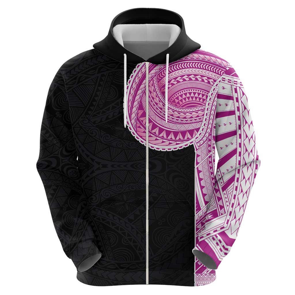 Samoan Art Tattoo Polynesian Pattern Hoodie Pink Out Color