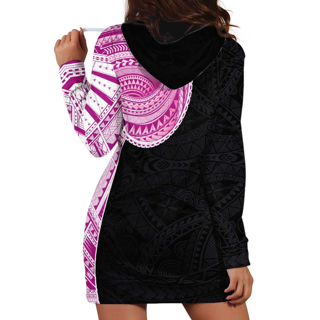 Samoan Art Tattoo Polynesian Pattern Hoodie Dress Pink Out Color