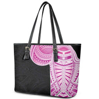 Samoan Art Tattoo Polynesian Pattern Leather Tote Bag Pink Out Color