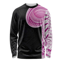 Samoan Art Tattoo Polynesian Pattern Long Sleeve Shirt Pink Out Color