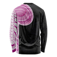 Samoan Art Tattoo Polynesian Pattern Long Sleeve Shirt Pink Out Color