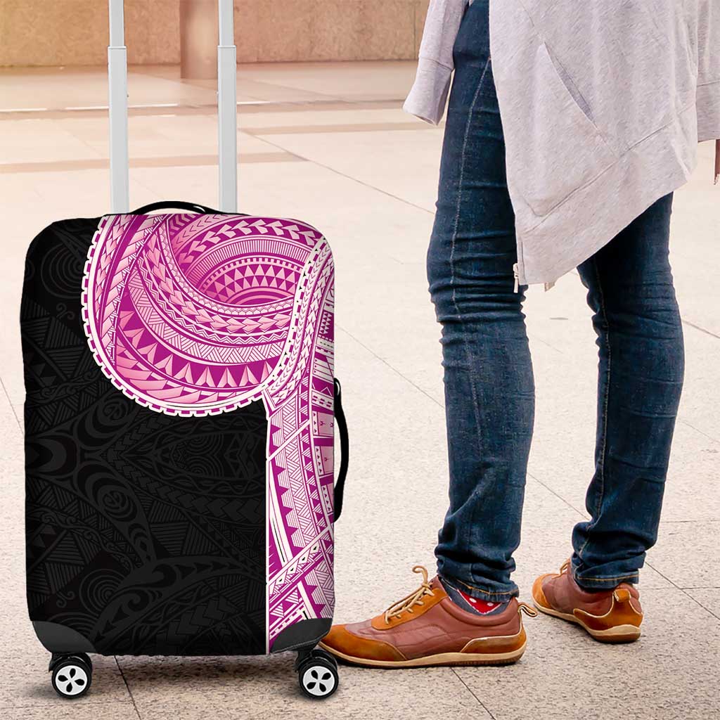 Samoan Art Tattoo Polynesian Pattern Luggage Cover Pink Out Color