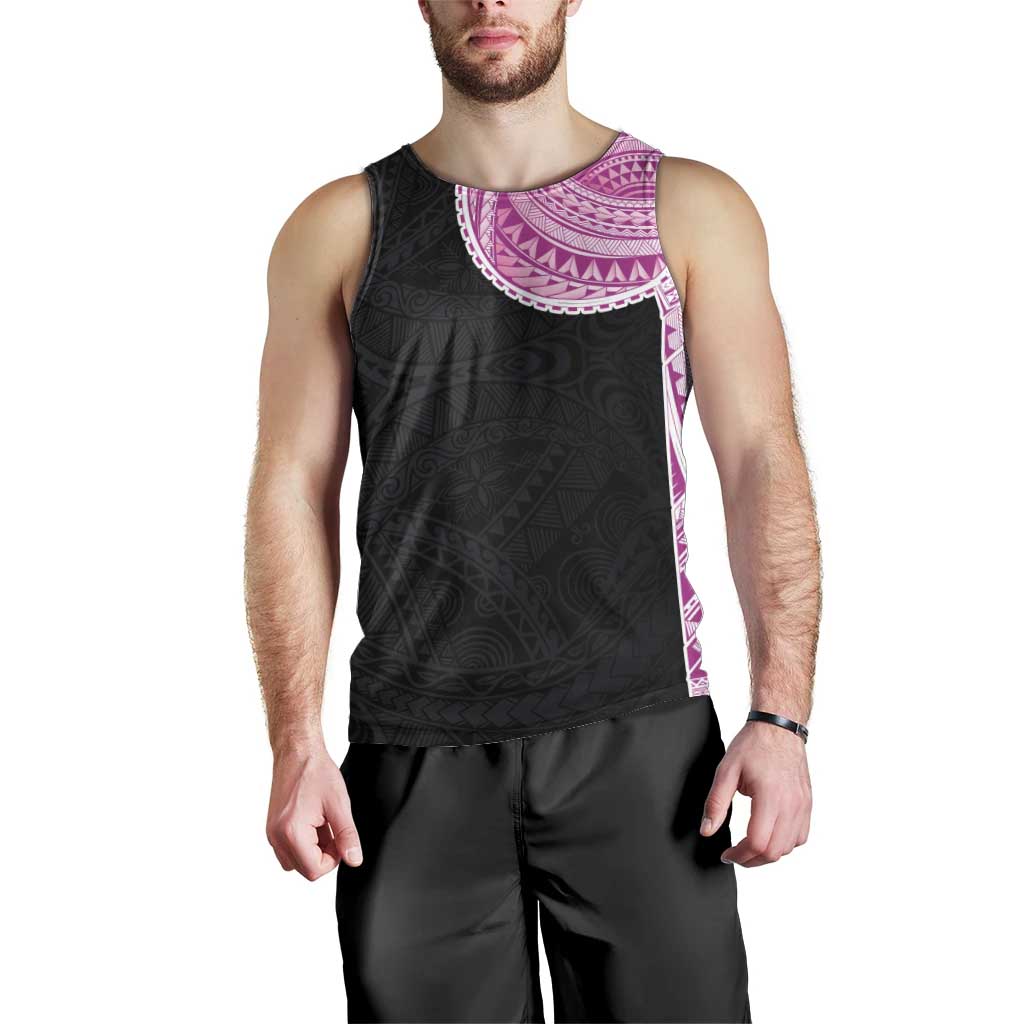 Samoan Art Tattoo Polynesian Pattern Men Tank Top Pink Out Color