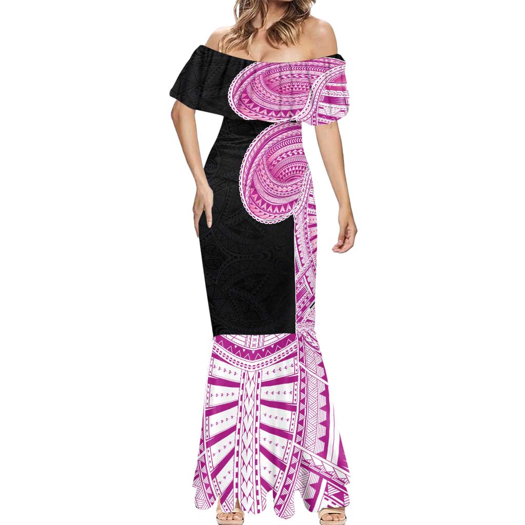 Samoan Art Tattoo Polynesian Pattern Mermaid Dress Pink Out Color