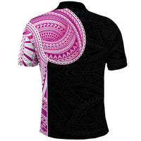 Samoan Art Tattoo Polynesian Pattern Polo Shirt Pink Out Color