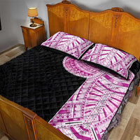 Samoan Art Tattoo Polynesian Pattern Quilt Bed Set Pink Out Color