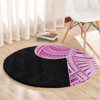Samoan Art Tattoo Polynesian Pattern Round Carpet Pink Out Color